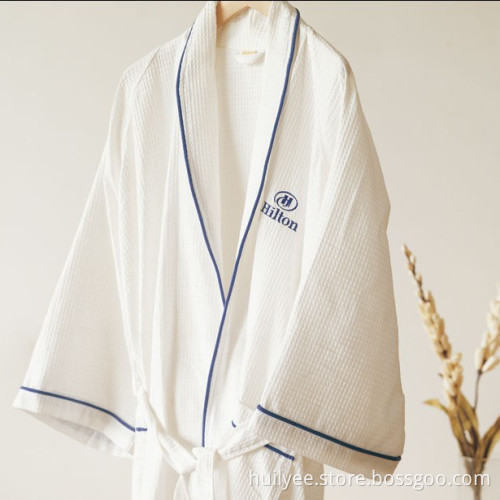 White Waffle Hotel Bathrobe with Embroidery Logo